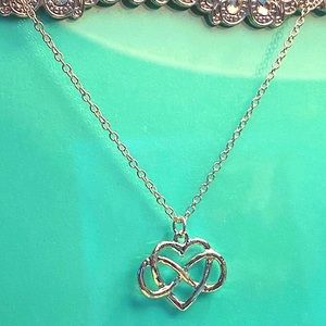 Infinity heart silver necklace